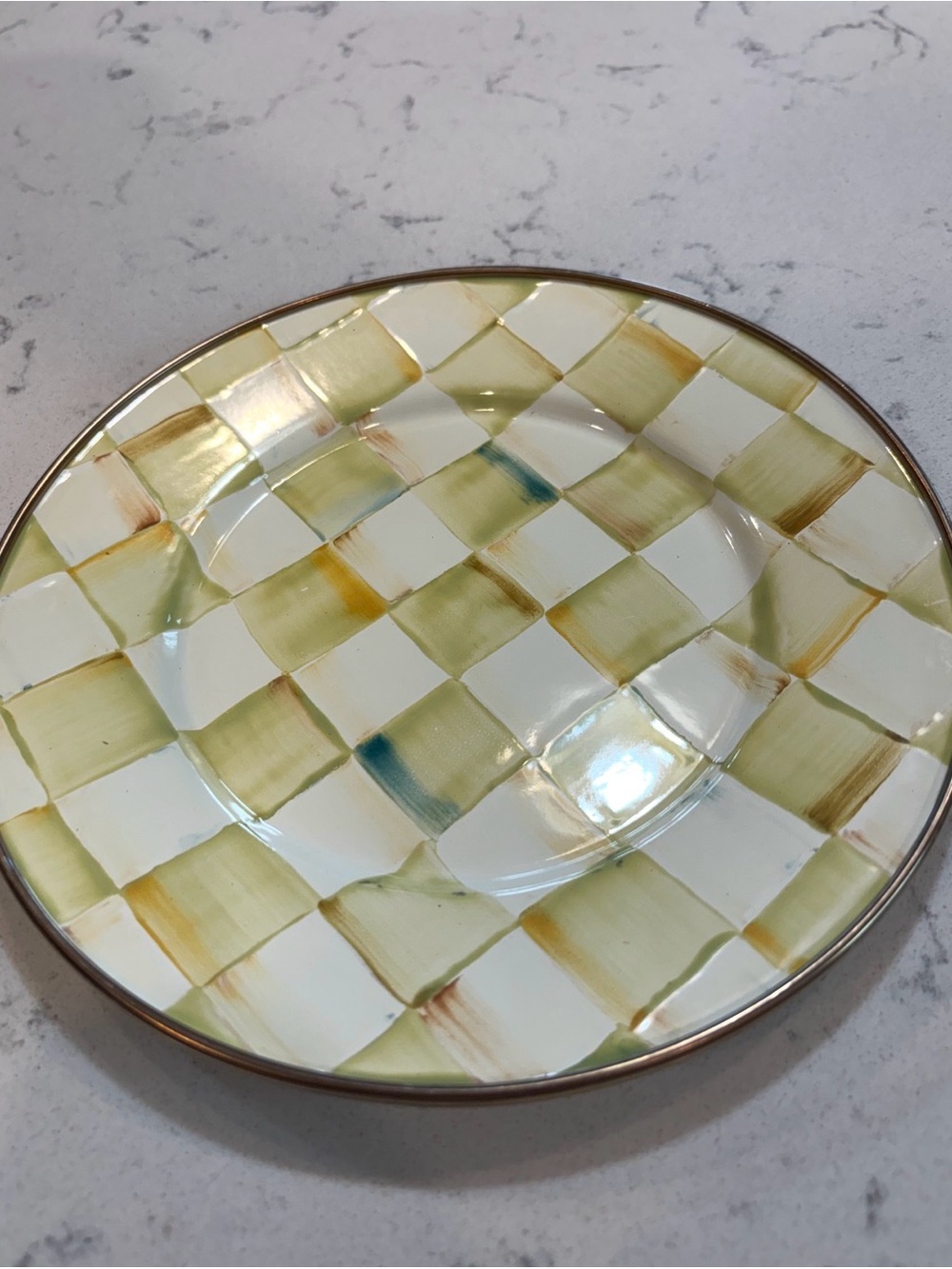 Mackenzie Childs Parchment Check Dome Butter Dish - Picture 4 of 5